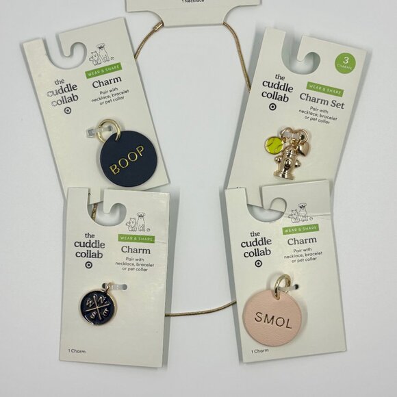 NWT Cuddle Collab Target Dog Collar Charms Matching Necklace Set Smol Boop Gold - Picture 3 of 10